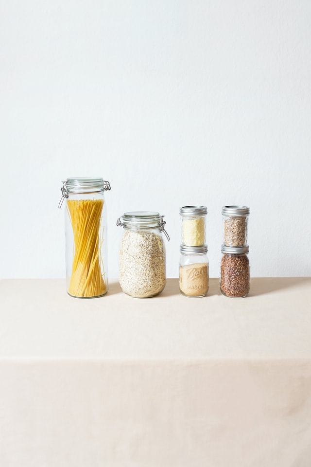 various household foods and condiments in jars